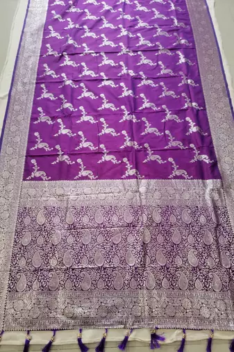 Purple Paithani silk blend Zari Weaving Saree
