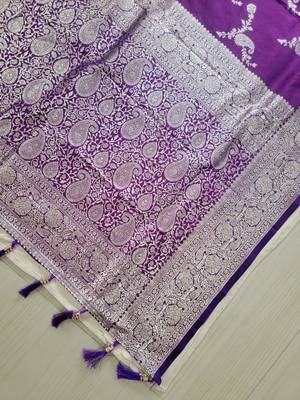 Purple Paithani silk blend Zari Weaving Saree 3