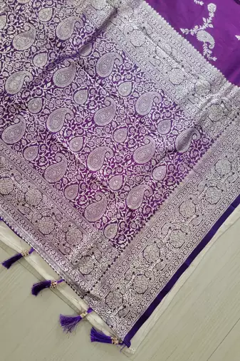 Purple Paithani silk blend Zari Weaving Saree
