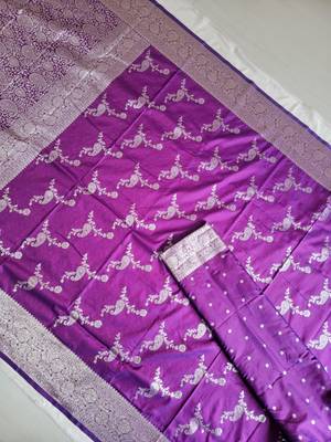Purple Paithani silk blend Zari Weaving Saree 5