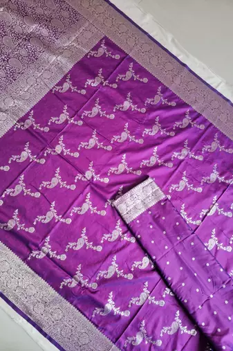 Purple Paithani silk blend Zari Weaving Saree