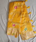 Yellow Paithani silk blend Zari Weaving Saree
