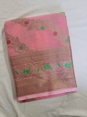 Light Pink Paithani silk blend Zari Weaving Saree 4