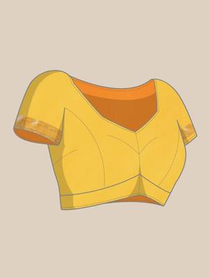 Yellow paithani silk blend saree with unstitched blouse 4