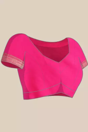 Pink paithani silk blend saree with unstitched blouse 