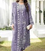 Lavender Embroidered georgette salwar suit