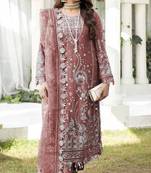 Brown Embroidered georgette salwar suit