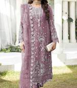 Wine Embroidered georgette salwar suit