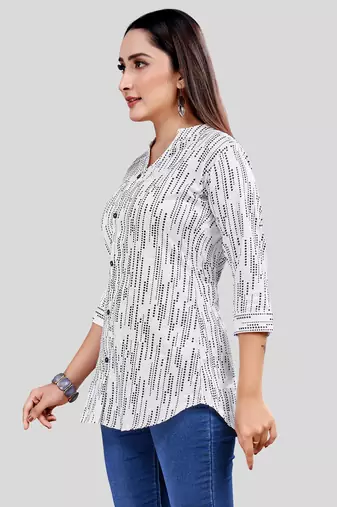  satin printed short kurti
