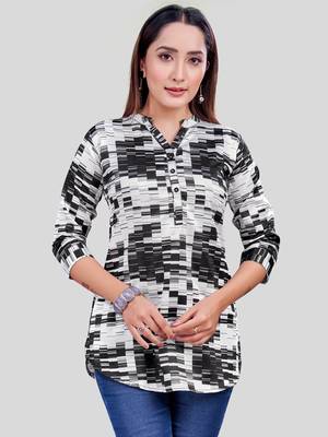  satin printed short kurti 1
