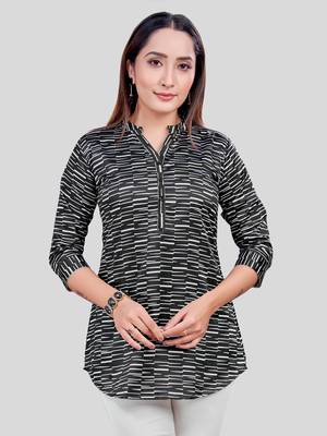  satin printed short kurti 1
