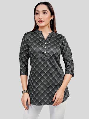  satin printed short kurti 1