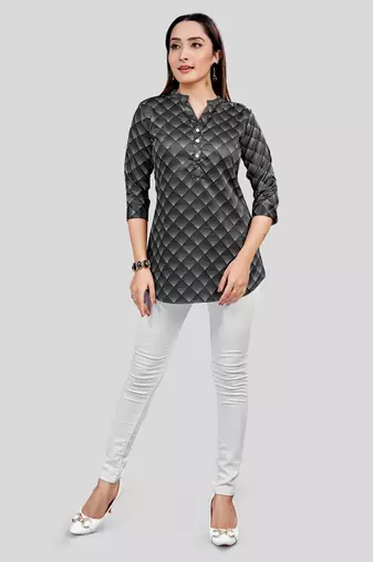  satin printed short kurti