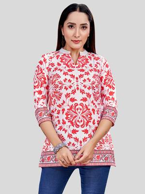  crepe printed short kurti 1