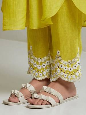  Pin Tucks  Cotton A-Line Kurta With Trouser And Dupatta 4
