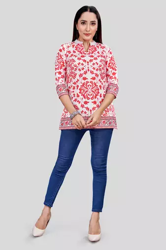  crepe printed short kurti