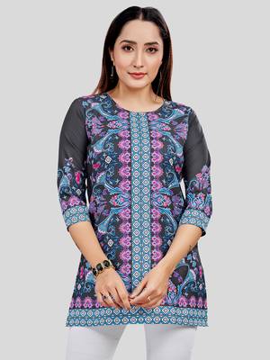  crepe printed short kurti 1