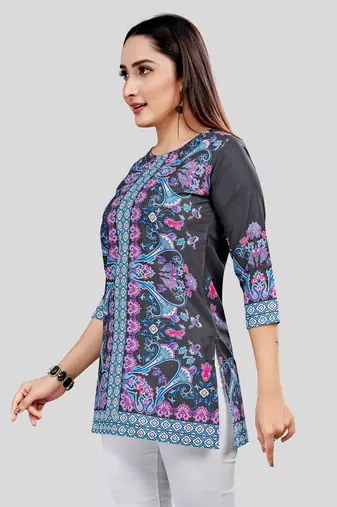  crepe printed short kurti