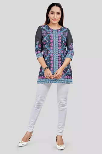  crepe printed short kurti