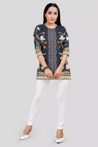  crepe printed short kurti