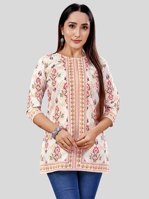  crepe printed short kurti 1