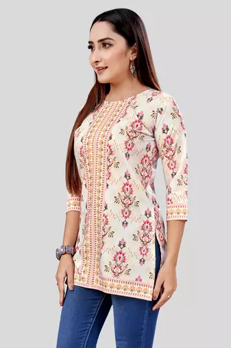  crepe printed short kurti