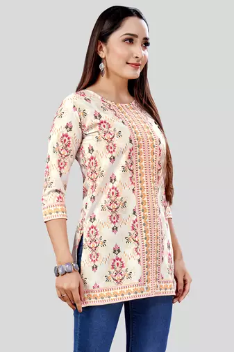  crepe printed short kurti