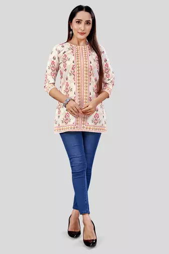  crepe printed short kurti