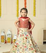Maroon Silk Sleeveless Lehenga Choli For Kids