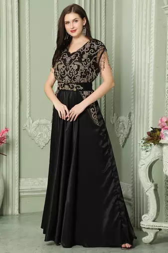 Designer Sleeve-less Jalabiya Kaftan With Intricate Gold Embroidery