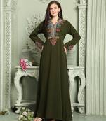 Designer Smotth Lazer Kaftan with Multicolored Embellished Sleeves