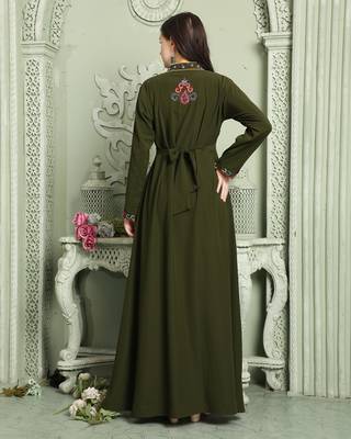 Designer Smotth Lazer Kaftan with Multicolored Embellished Sleeves 4