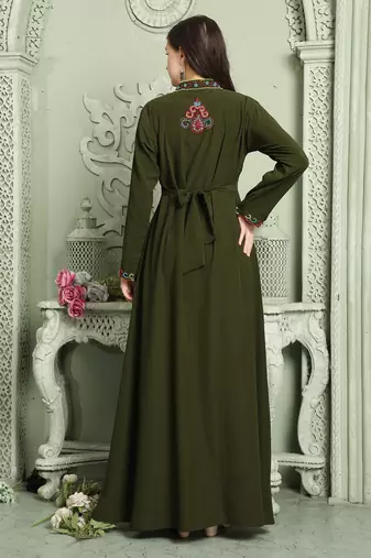 Designer Smotth Lazer Kaftan with Multicolored Embellished Sleeves