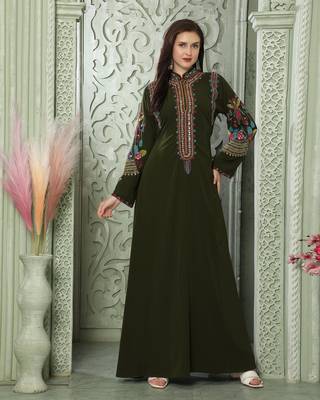 Smooth Lazer Georgette Kaftan with Multicoloured Embroidery 2