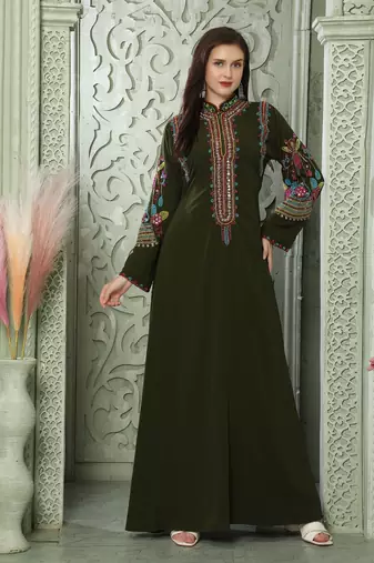 Smooth Lazer Georgette Kaftan with Multicoloured Embroidery