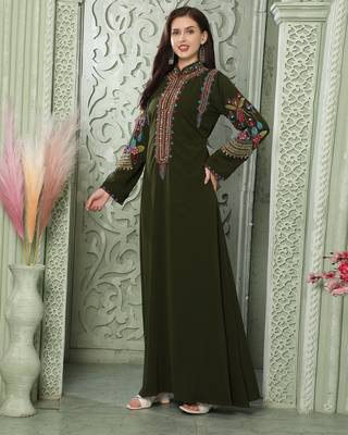 Smooth Lazer Georgette Kaftan with Multicoloured Embroidery 3
