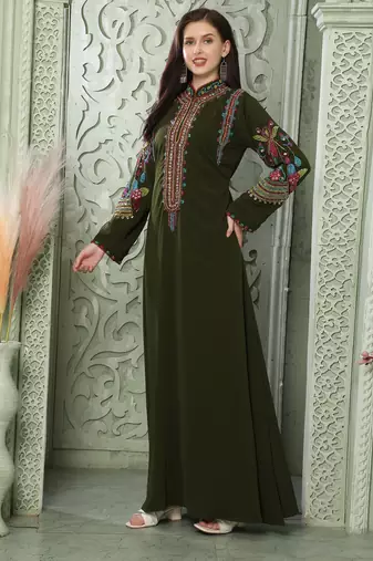 Smooth Lazer Georgette Kaftan with Multicoloured Embroidery