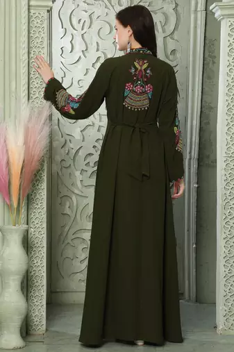 Smooth Lazer Georgette Kaftan with Multicoloured Embroidery