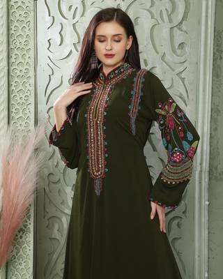 Smooth Lazer Georgette Kaftan with Multicoloured Embroidery 5