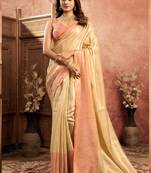 Chiku tissue silk saree with weave border and blouse