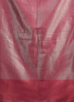 Magenta tissue silk saree with weave border and blouse 5