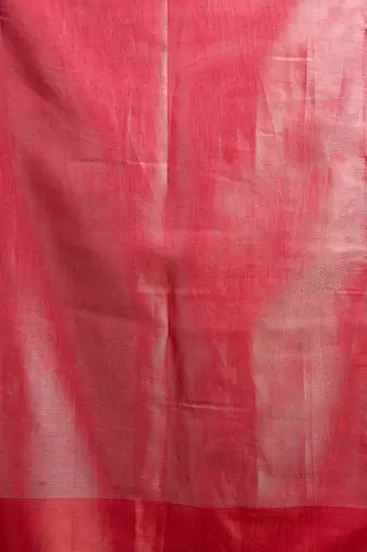 Red tissue silk saree with weave border and blouse