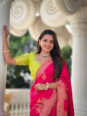 Red Viscose Dolla Silk blend Saree 1