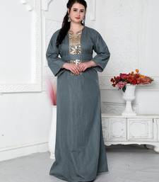 Aabla Work Mirror Finish Jalabiya Kaftan For Women