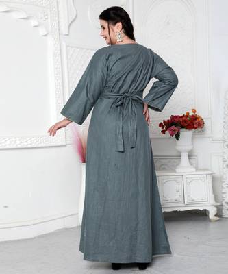 Aabla Work Mirror Finish Jalabiya Kaftan For Women 4