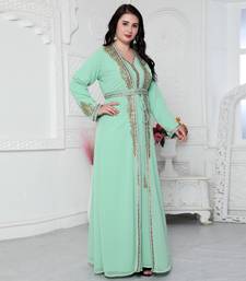 Arabic Style Kaftan With Crystal Hand Embroidery
