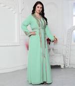 Arabic Style Kaftan With Crystal Hand Embroidery