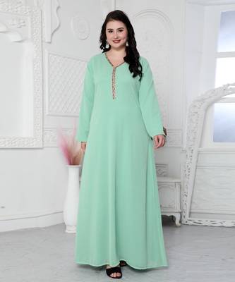 Arabic Style Kaftan With Crystal Hand Embroidery 3