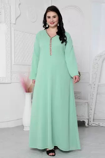 Arabic Style Kaftan With Crystal Hand Embroidery