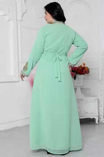 Arabic Style Kaftan With Crystal Hand Embroidery